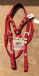 Red nylon Texas Star headstall