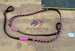 Leather Barrel Reins w/ Paracord Lacing